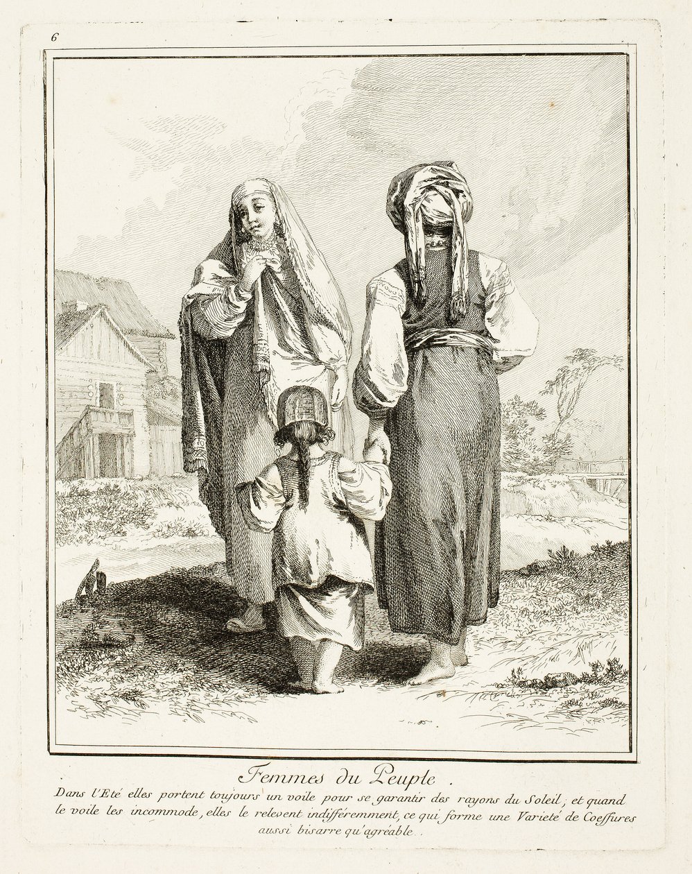 Femmes du Peuple, planche six de Divers Habillements des Peuples du Nord - Jean Baptiste Le Prince