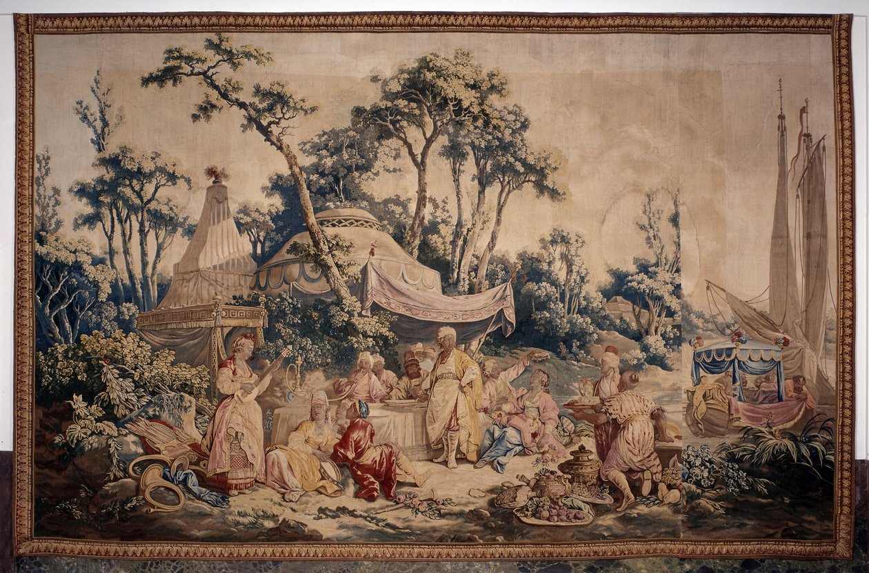 Le banquet en plein air, un rideau de jeux russes - Jean Baptiste Leprince
