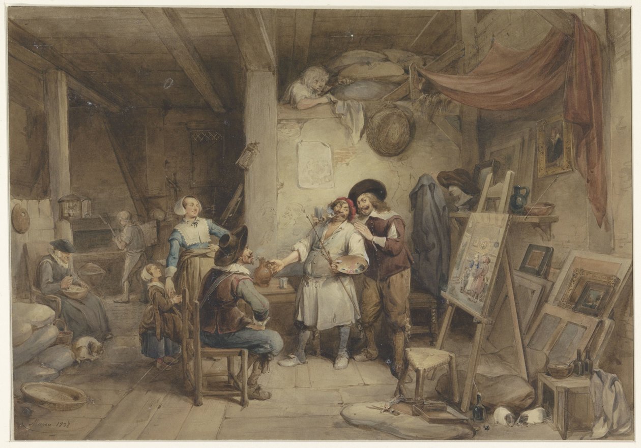 Adriaen Brouwer avec son élève J. van Craesbeek - Jean Baptiste Madou