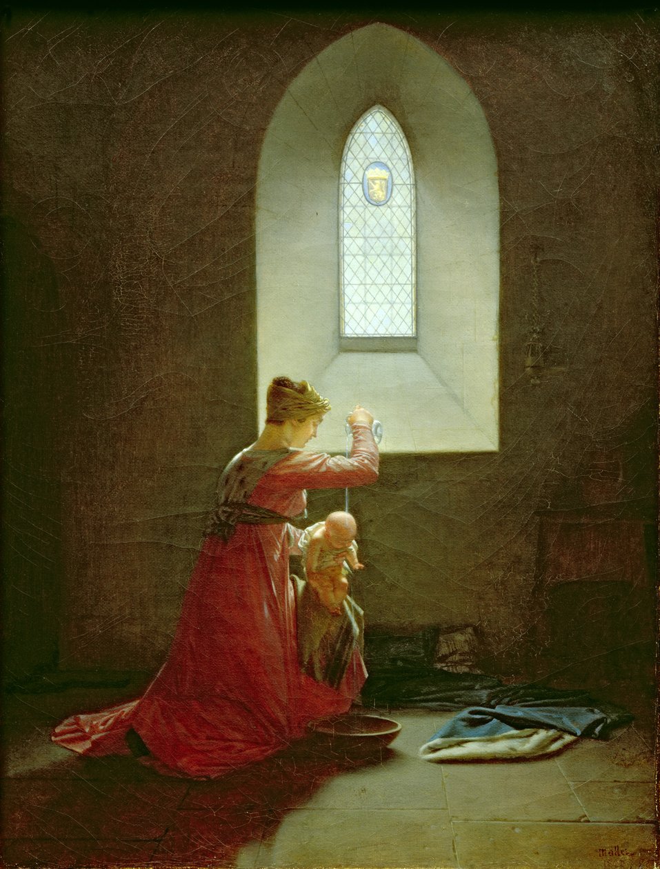 Geneviève de Brabant baptisant son fils en prison - Jean Baptiste Mallet