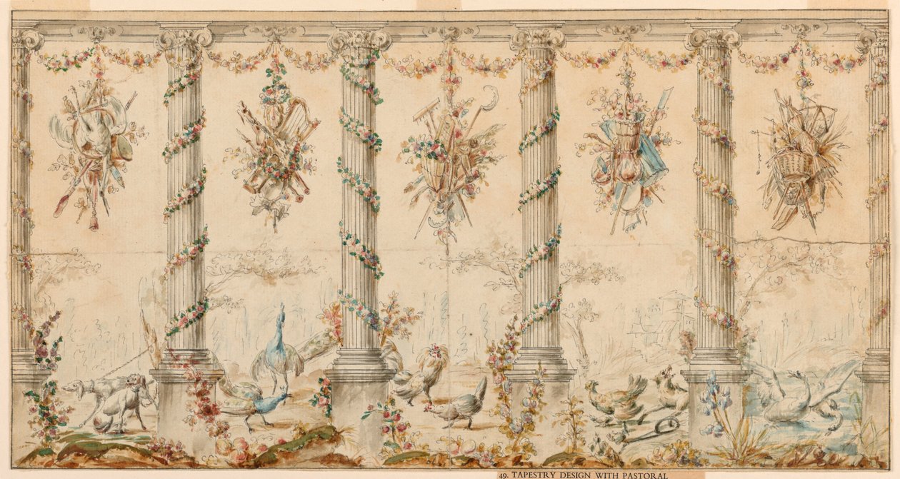 Dessin, projet de tapisserie consacrée à la vie agricole, 1780-95 - Jean Baptiste Marie Huet
