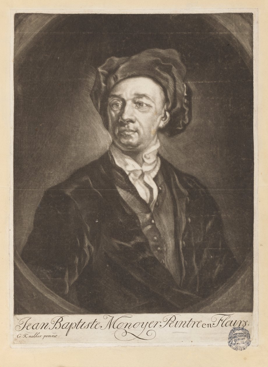 Portrait de Monnoyer de "Le Livre de toutes sortes de fleurs d