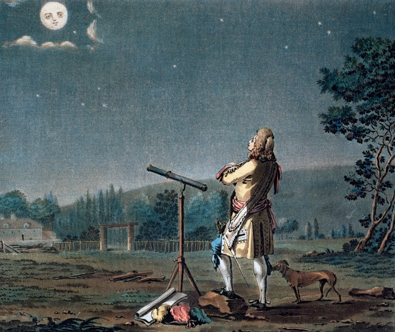 Bernard le Bovier de Fontenelle contemplant la pluralité des mondes, 1791 - Jean Baptiste Morret