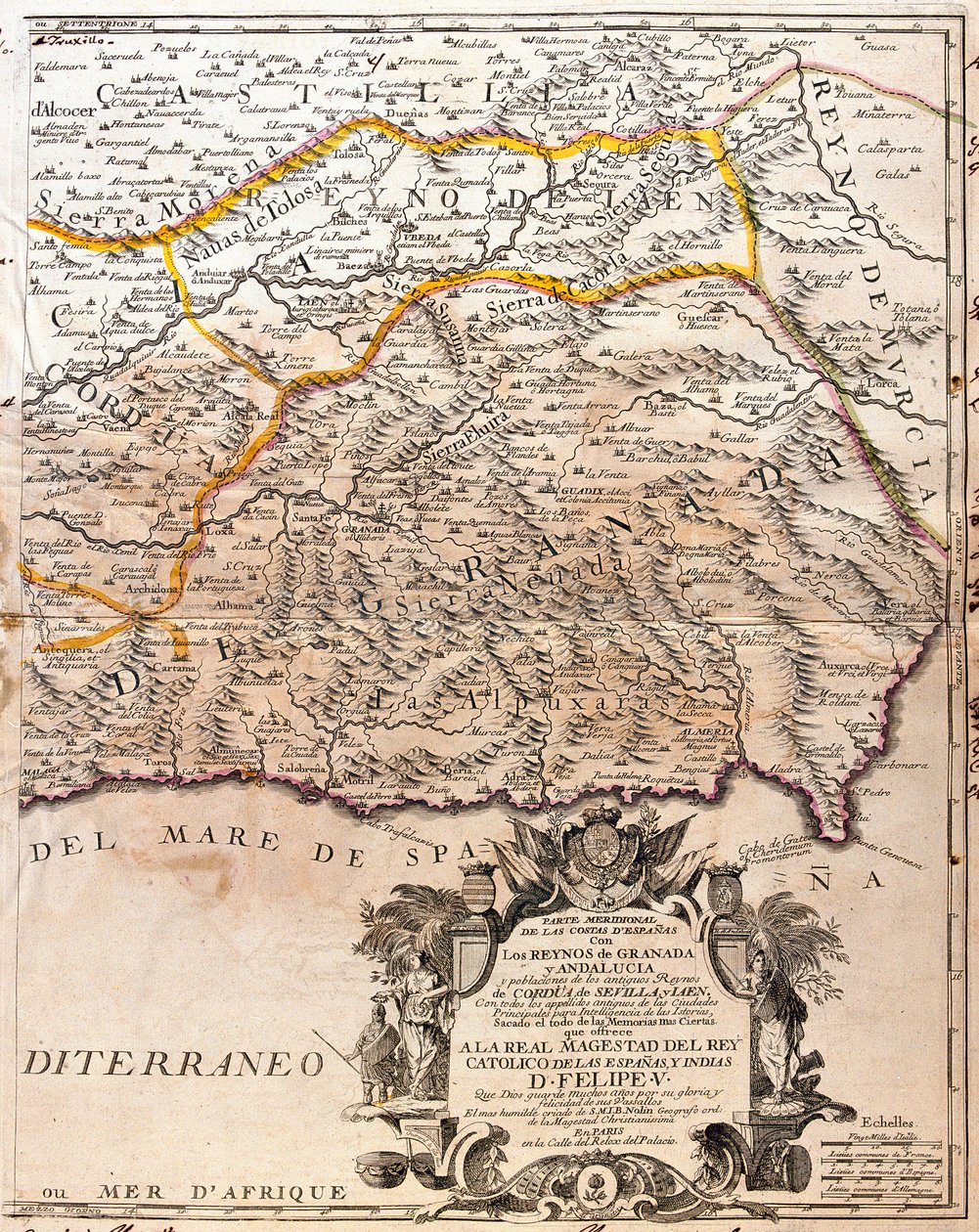 Carte de la province de Grenade (Espagne) (gravure) - Jean Baptiste Nolin