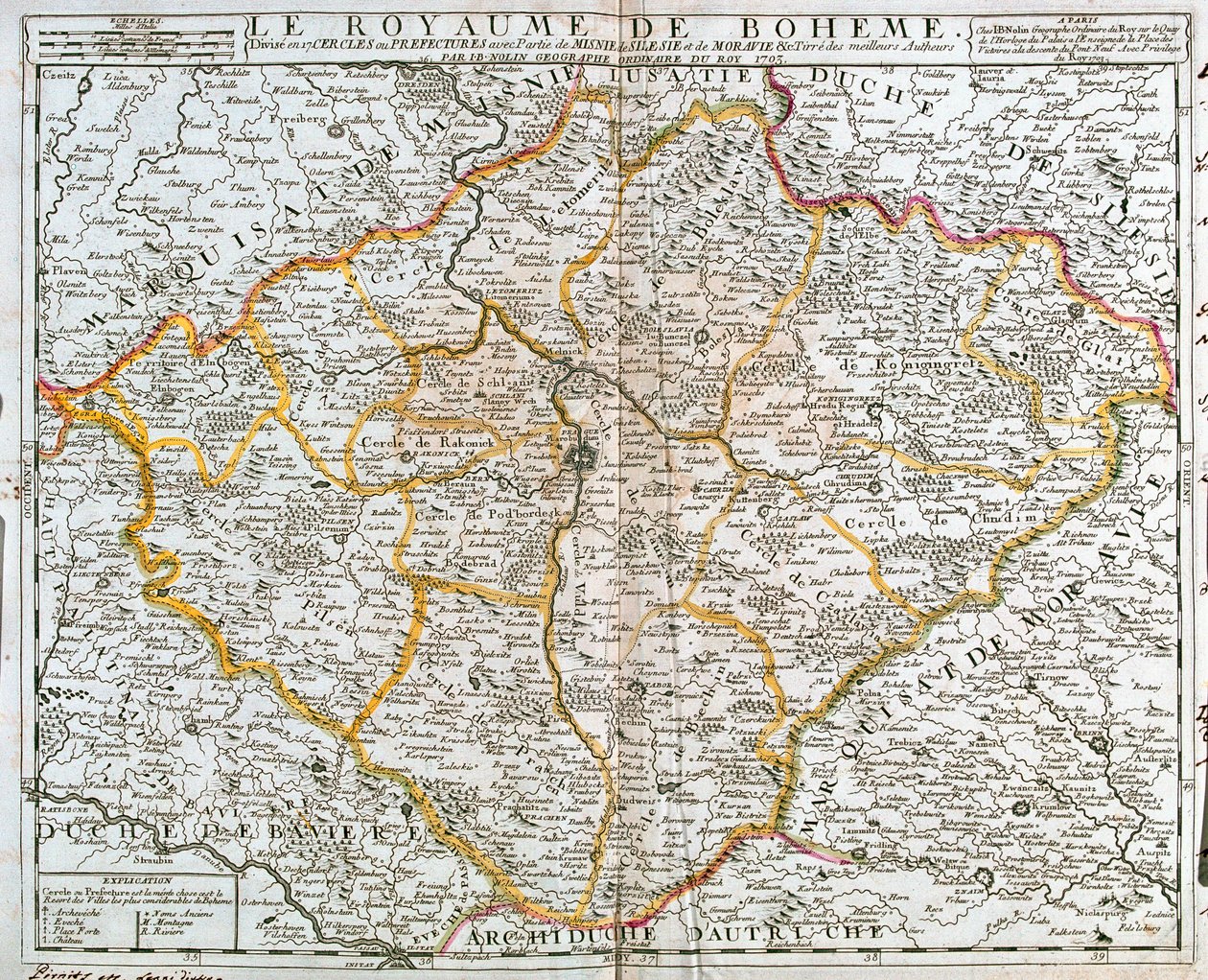 Carte du Royaume de Bohême (République tchèque) (Gravure) - Jean Baptiste Nolin