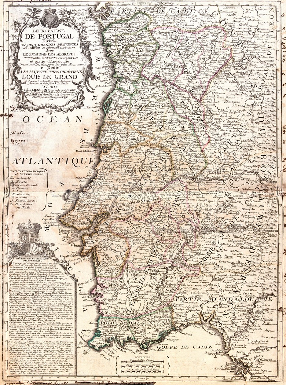 Carte du Royaume du Portugal (Gravure) - Jean Baptiste Nolin