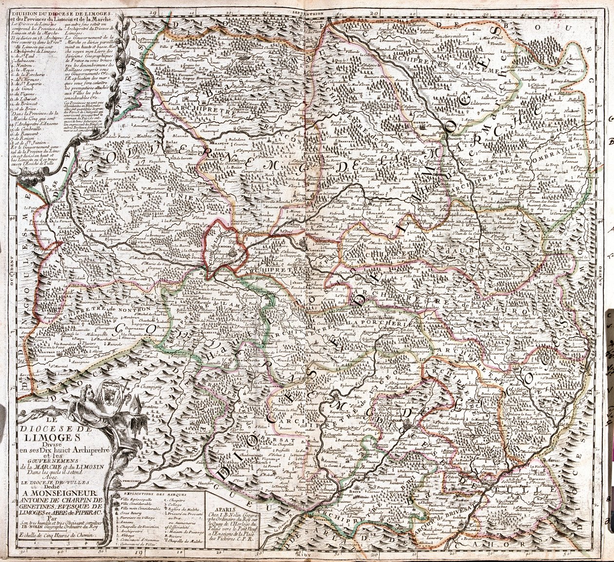 Carte du diocèse de Limoges (France) (Gravure) - Jean Baptiste Nolin