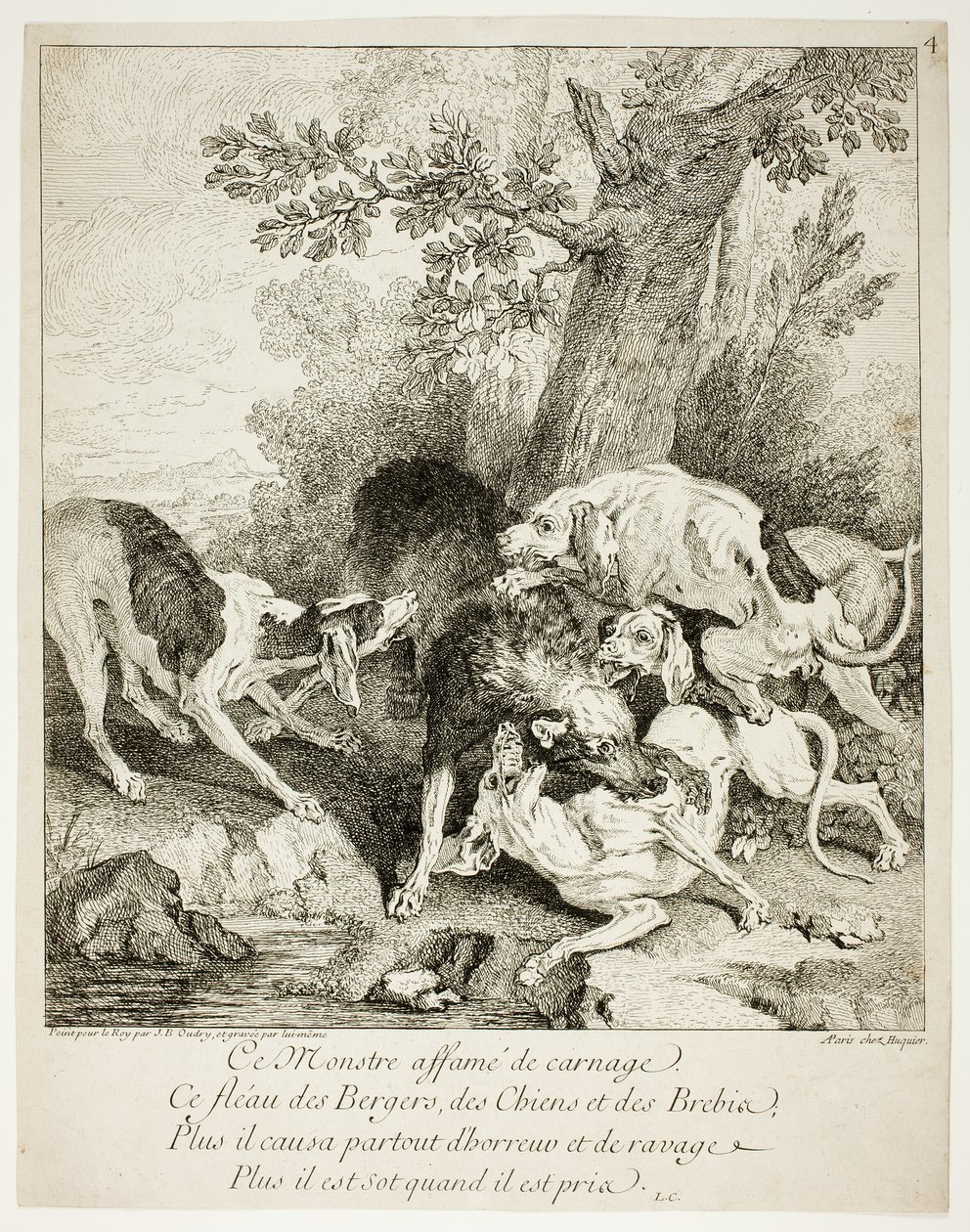 Le loup à la baie - Jean Baptiste Oudry
