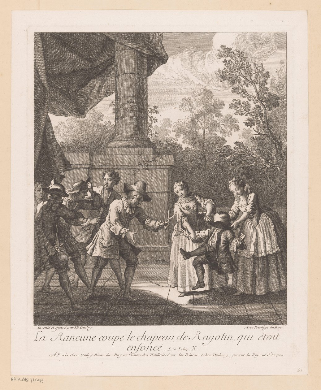 La Rancune coupe le chapeau de Ragotin (Scènes du Roman Comique de Scarron) - Jean Baptiste Oudry