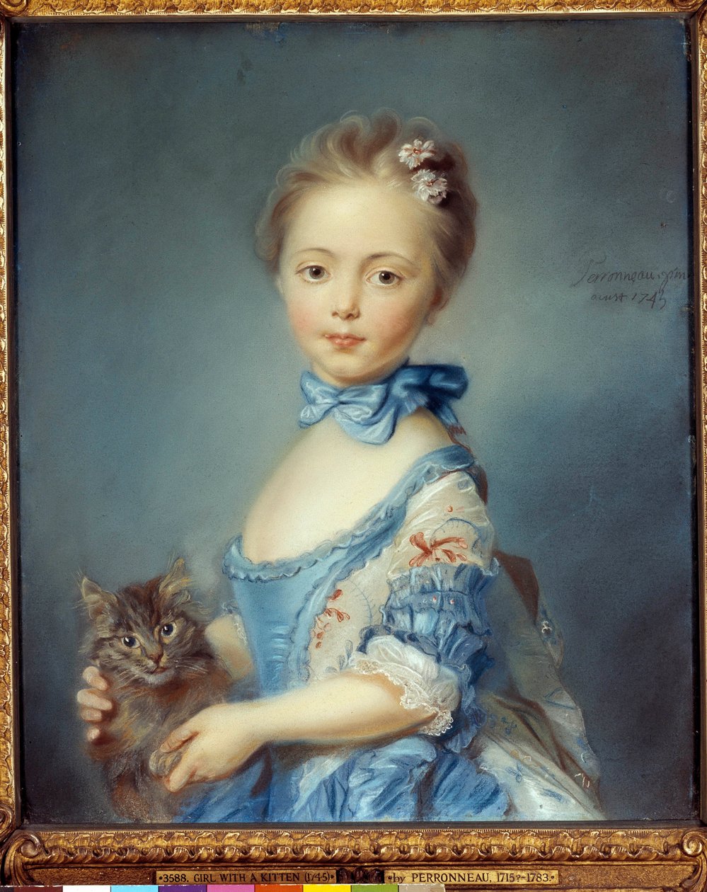 Portrait de la jeune fille au chat - Jean Baptiste Perronneau