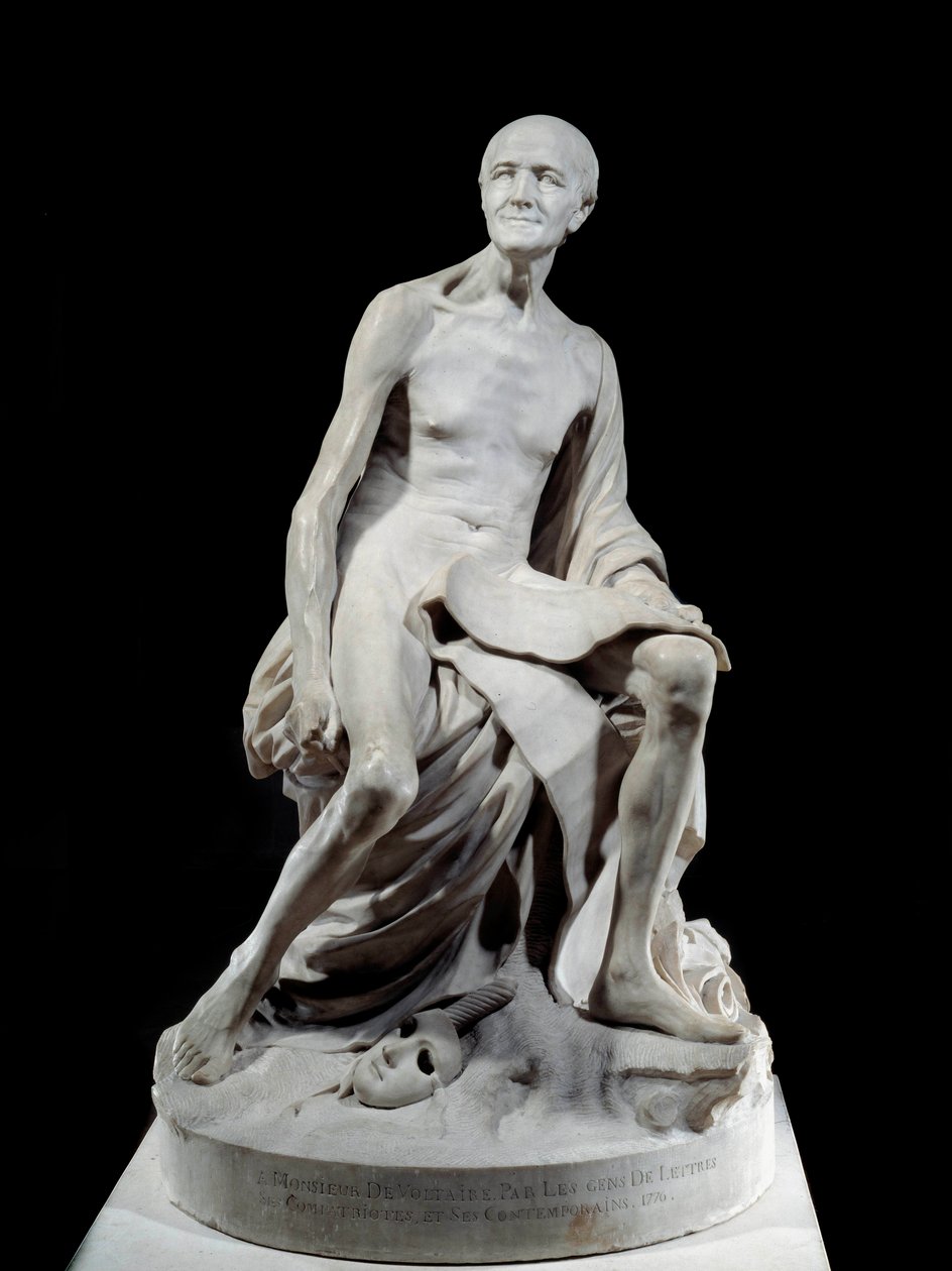 François-Marie Arouet dit Voltaire nu (1694-1778). Sculpture en marbre par Jean-Baptiste Pigalle (1714-1785) 1776 - Jean Baptiste Pigalle