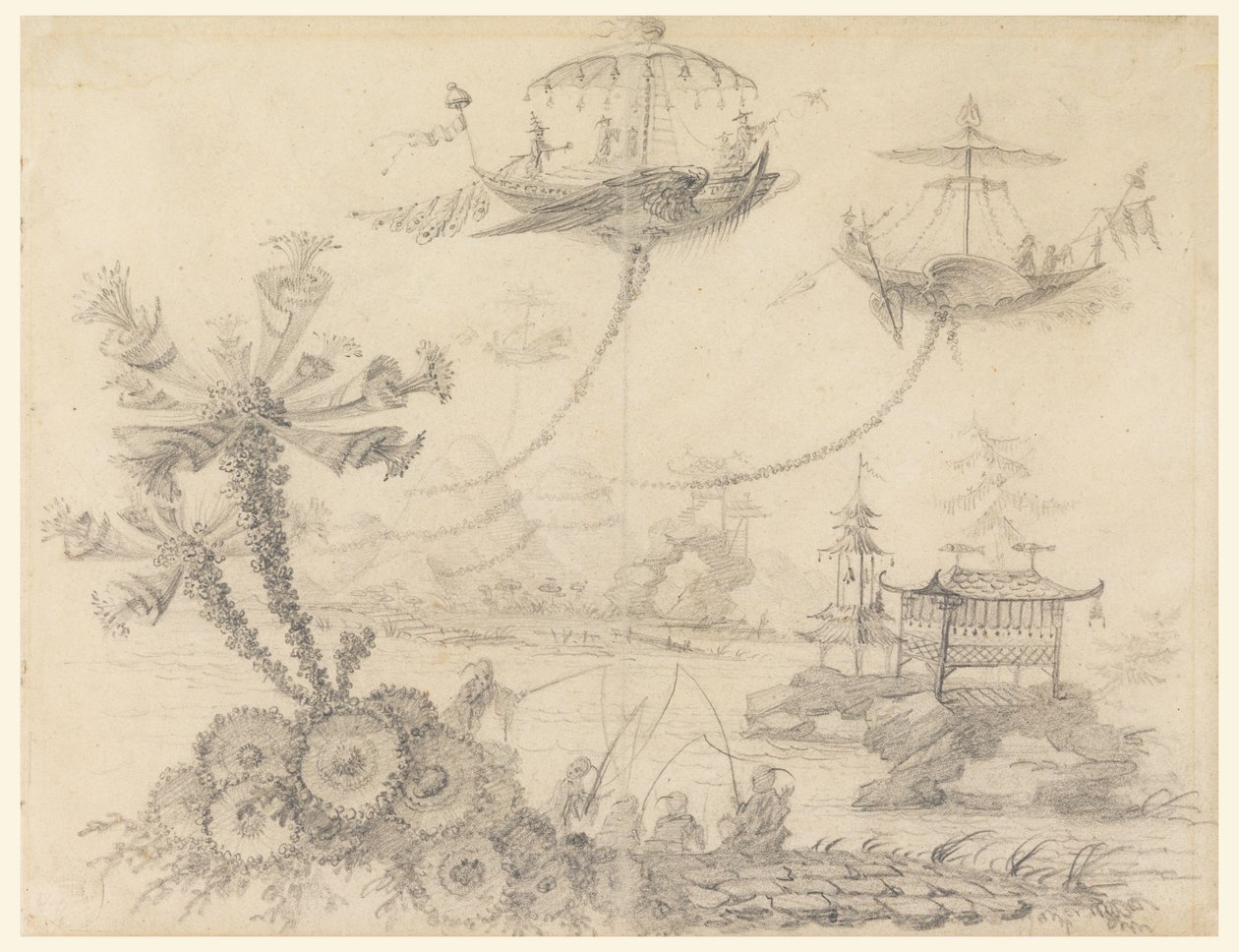 Dessin, fantaisie chinoise, 1770-90 - Jean Baptiste Pillement