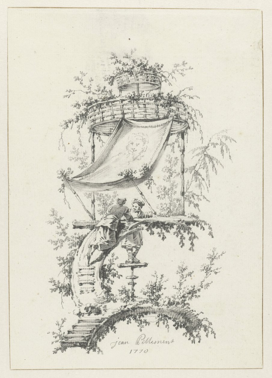 Composition ornementale de style chinoiserie (Deuxième Cahier de six Baraques Chinoises) - Jean Baptiste Pillement