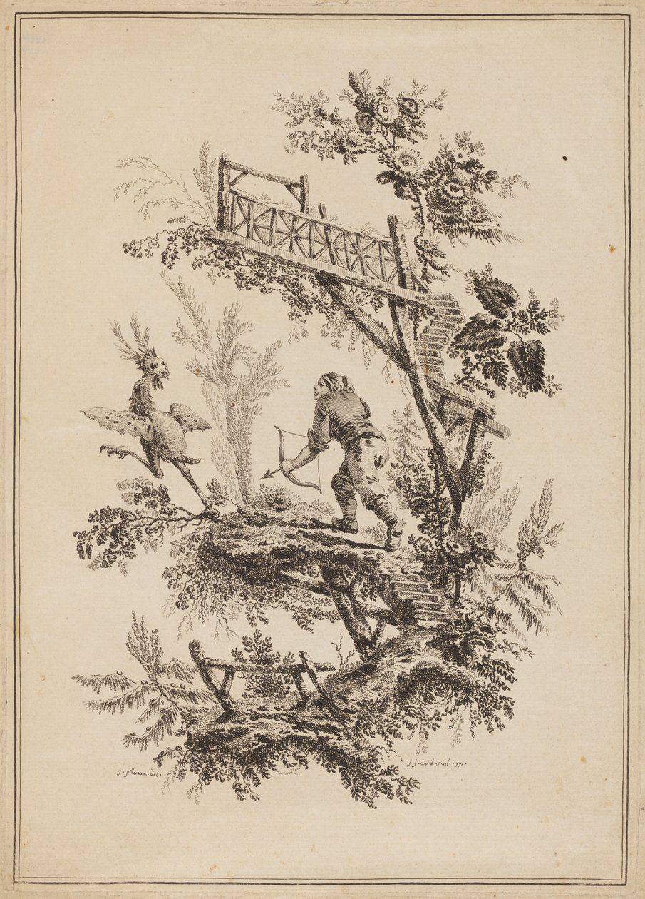 Planche 12, de "Suite de Douze Pêcheurs et Chasseurs" - Jean Baptiste Pillement