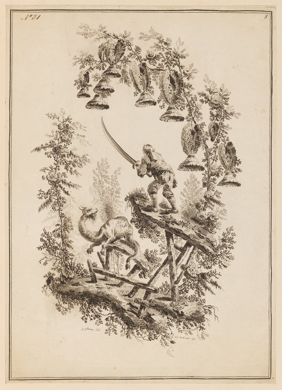 Planche 8, "Suite de douze pêcheurs et chasseurs" - Jean Baptiste Pillement