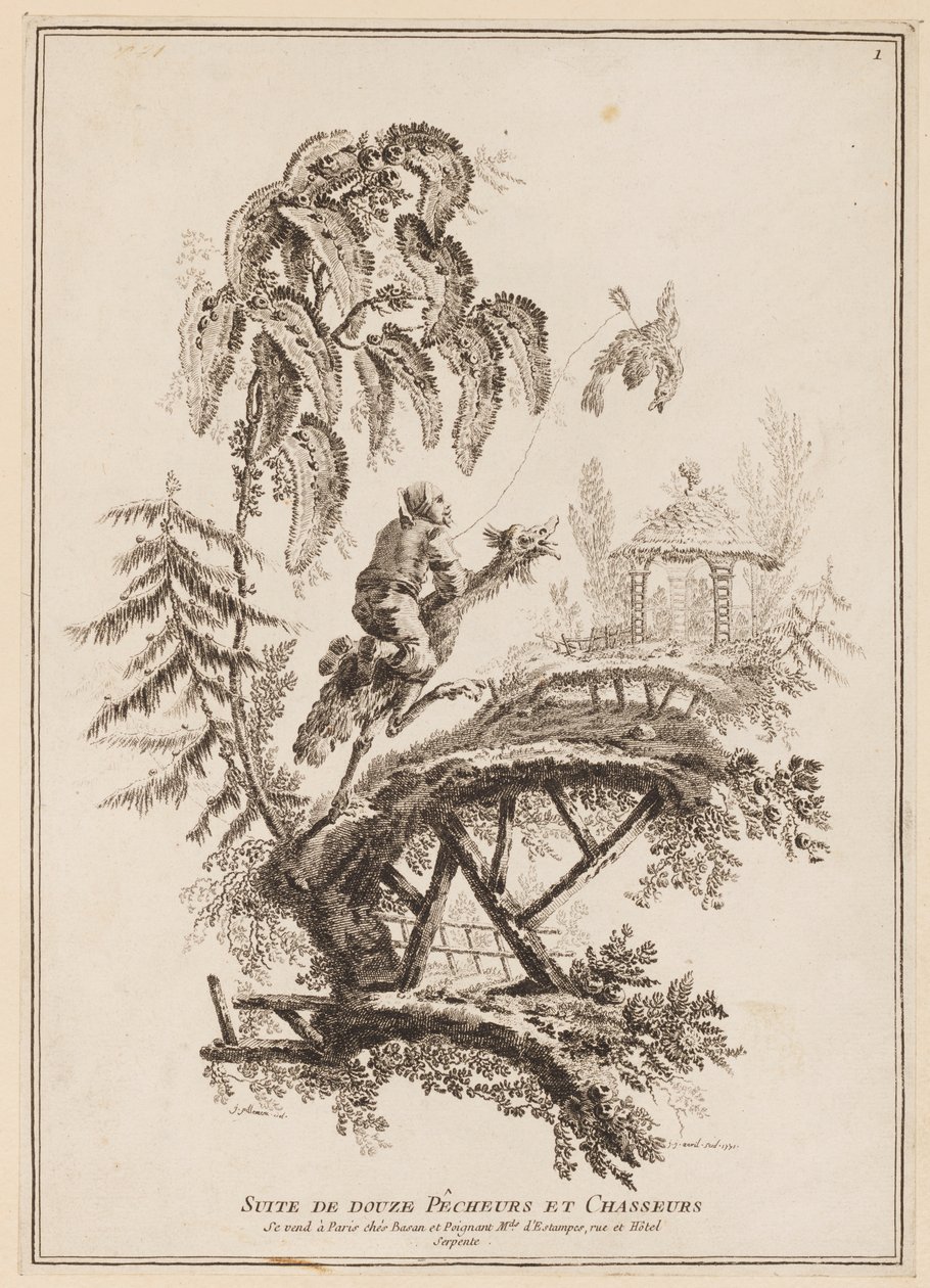 Page de titre, "Suite de douze Pêcheurs et Chasseurs" - Jean Baptiste Pillement