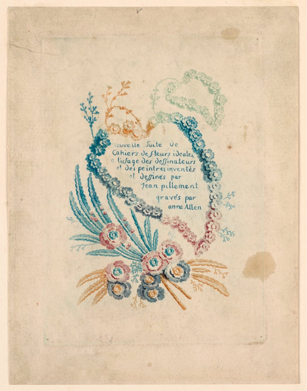 Page de titre pour "Nouvelle Suite de Cahiers de fleurs idéales" - Jean Baptiste Pillement