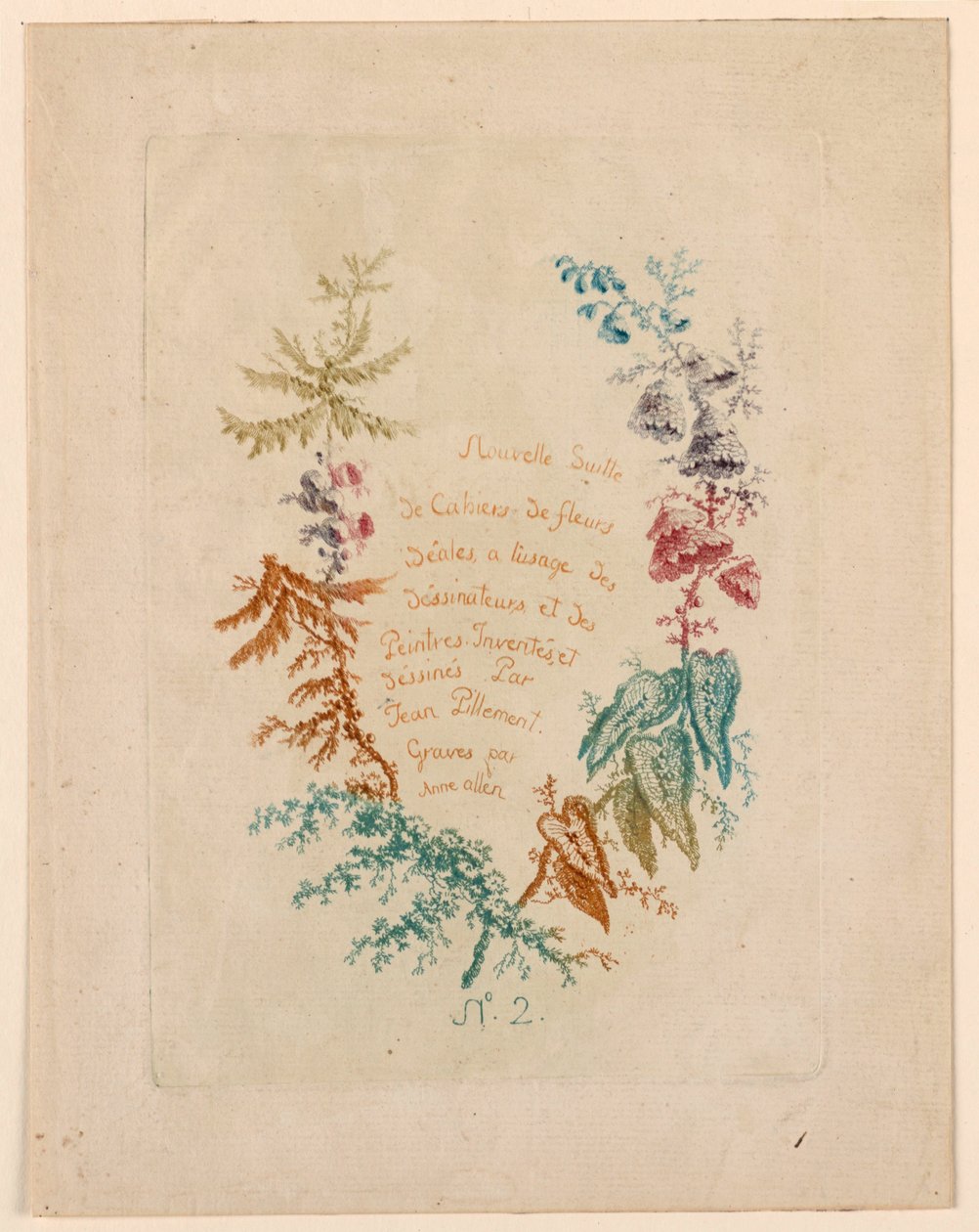 Page de titre pour "Nouvelle Suite de Cahiers de fleurs idéales" No. 2 - Jean Baptiste Pillement