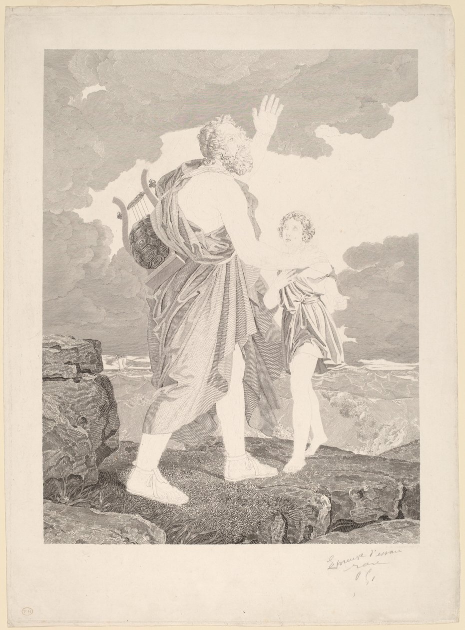 Homer aveugle - Jean Baptiste Raphael Urbain Massard, after Baron François Gerard