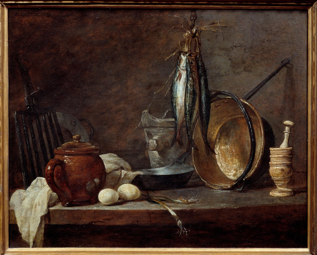 Menu maigre et ustensiles de cuisine. Nature morte - Jean Baptiste Simeon Chardin