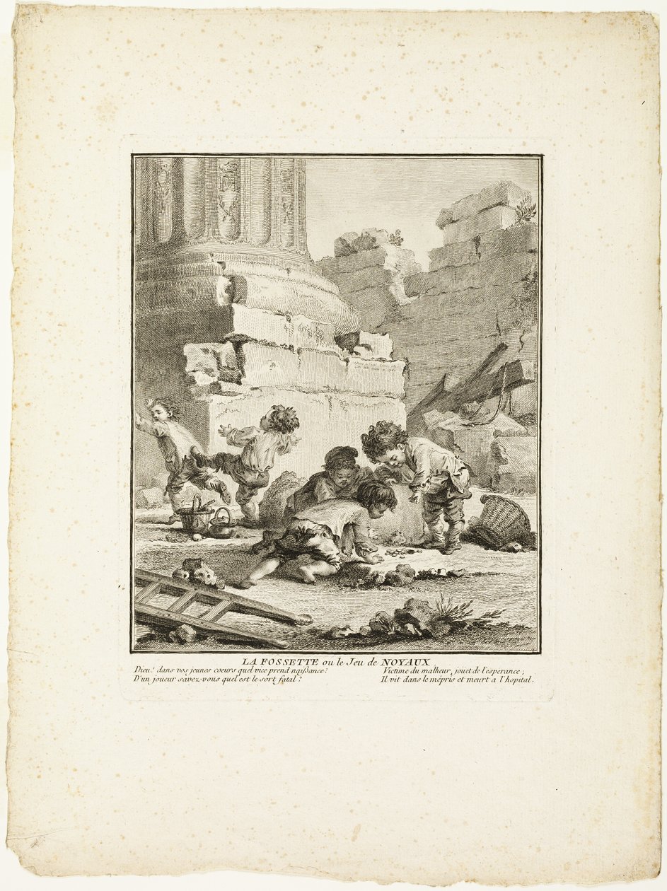La Fossette, ou Le Jeu des Pierres, extrait des Jeux des Urchins de Paris - Jean Baptiste Tilliard I