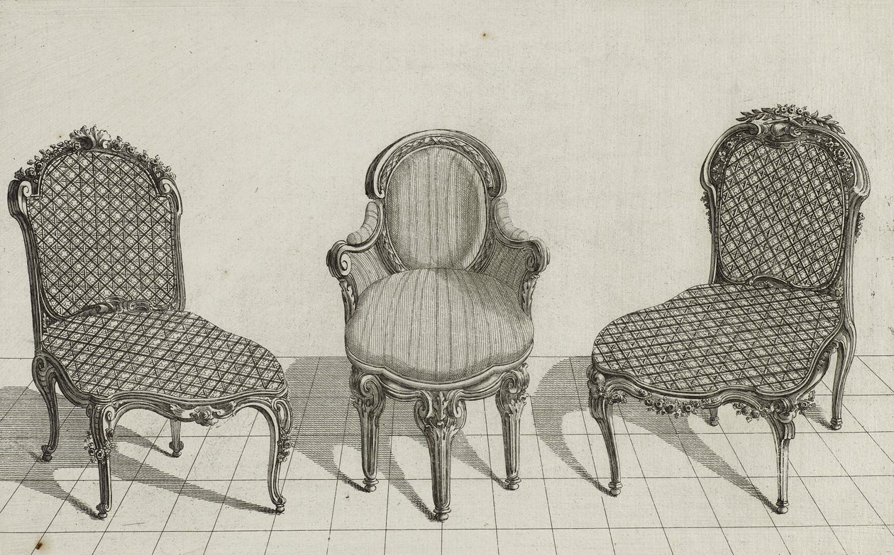 Chaise de Canne, Fauteuil en Cabriolet, Chaise de Canne, publié vers le milieu des années 1770 - Jean Charles (after) Delafosse