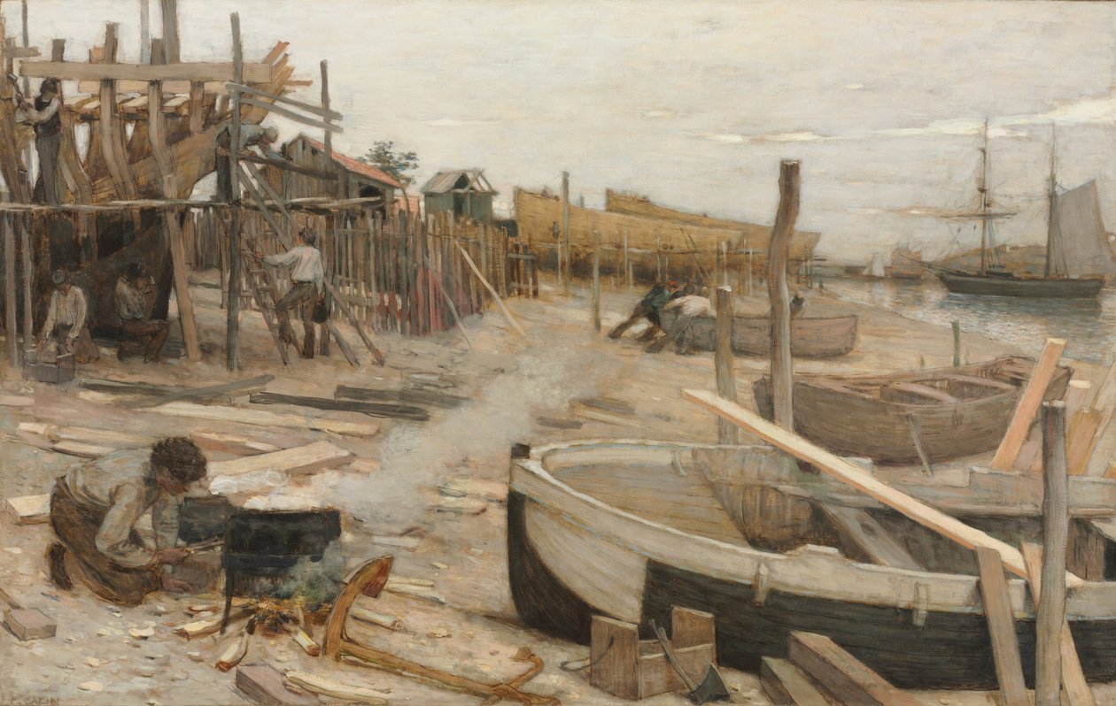 Le chantier naval, vers 1875 - Jean Charles Cazin