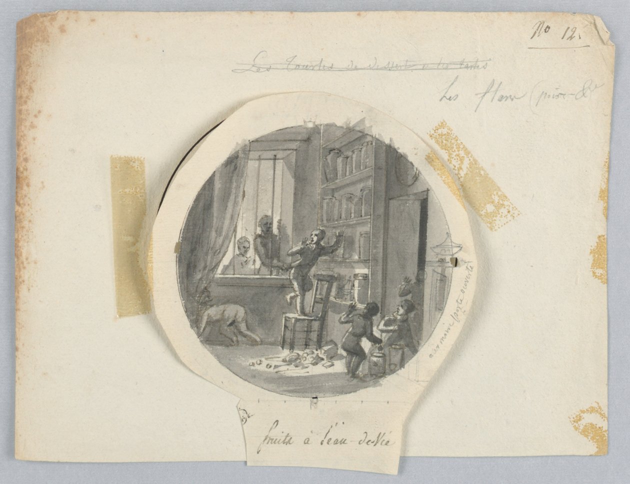 Conception pour une assiette en porcelaine peinte, Fruits à l