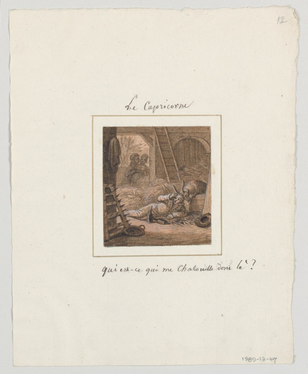 Design pour une assiette en porcelaine peinte, Le Capricorne du service le Zodiac Travesti - Jean Charles Develly
