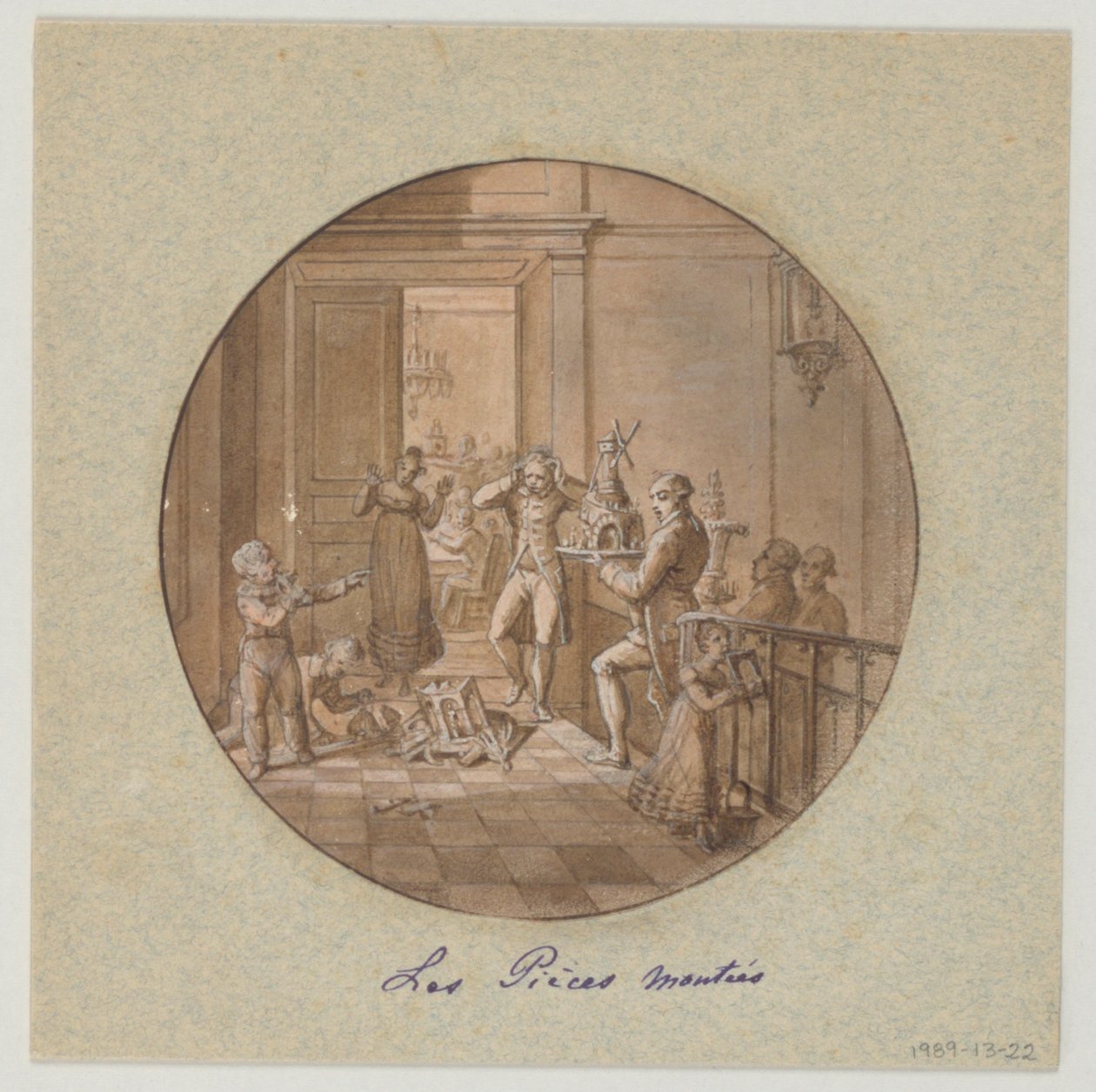 Design pour une assiette en porcelaine peinte, Les Pièces Montées pour le Service des Objets de Dessert - Jean Charles Develly