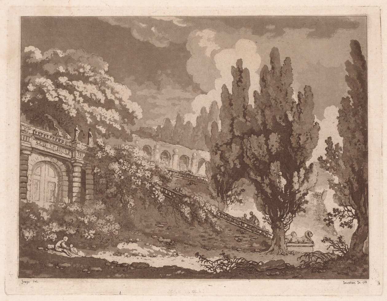 Escaliers dans un jardin italien, 1766 - Jean Claude Richard Saint Non