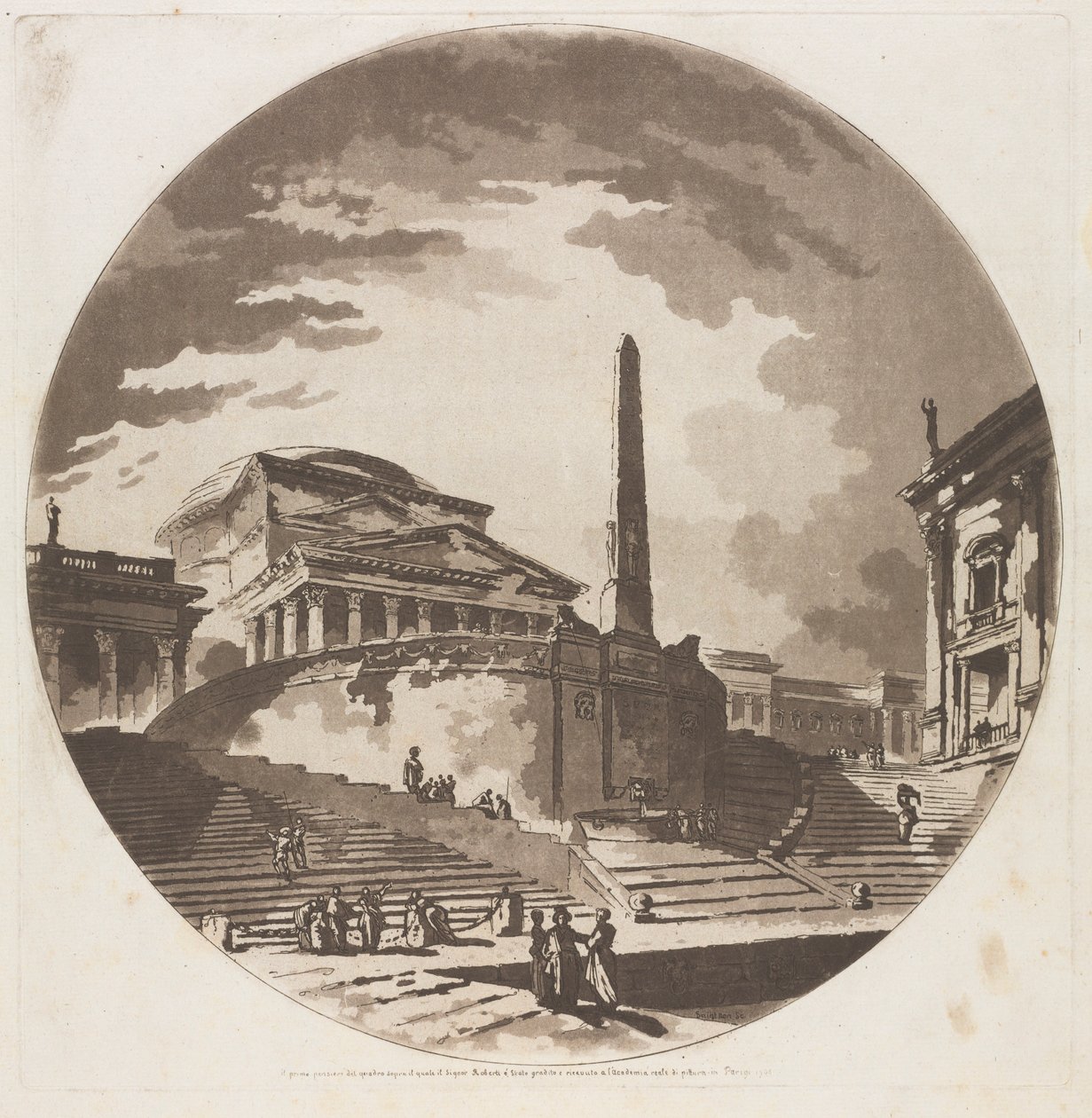 Vue de la Rotonde avec Escaliers sur le Tibre - Jean Claude Richard de Saint Non