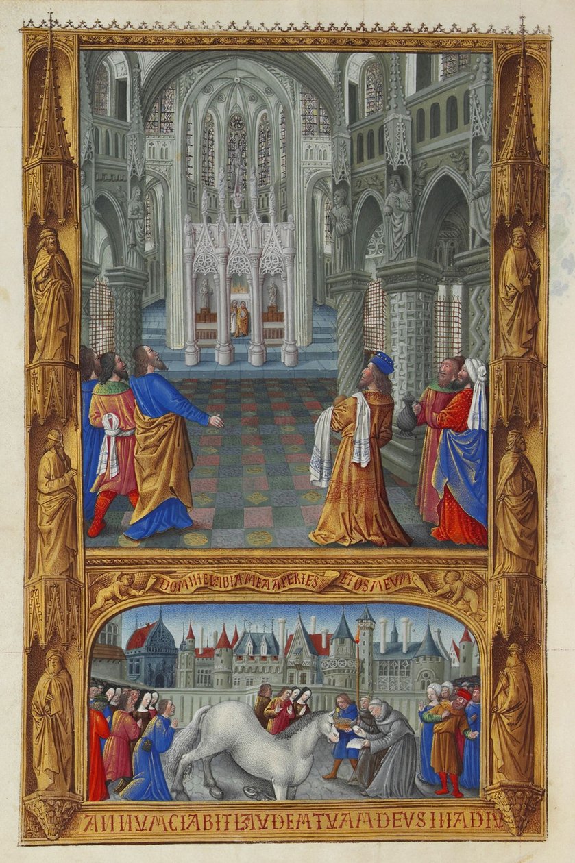 Les Très Riches Heures du duc de Berry, Folio 129v - Le Saint Sacrement - Jean Colombe