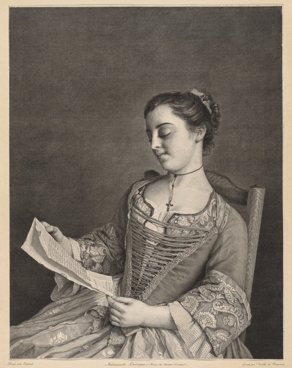 Mademoiselle Lavergne lisant - Jean Daullé