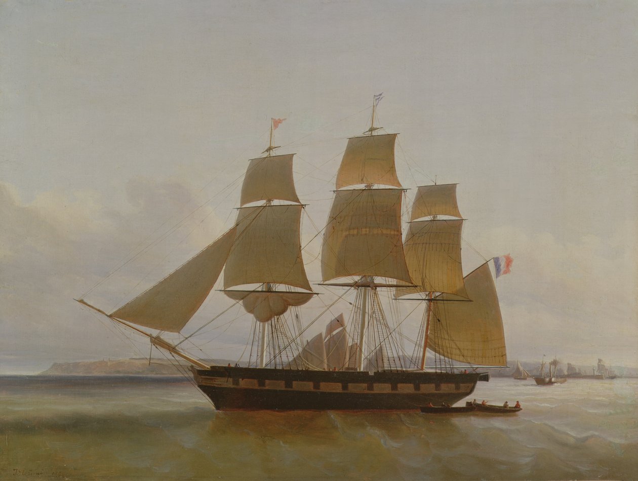 Trois-mâts, dans le port du Havre, 1846 - Jean Dominique Drouin