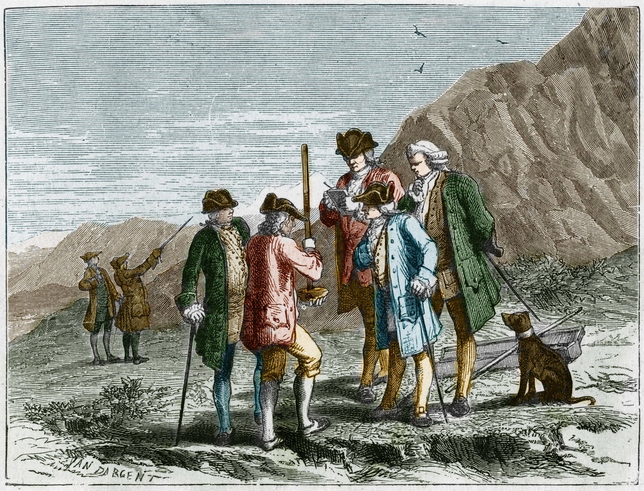 Florin Périer mesurant la hauteur du baromètre (tube de mercure) d