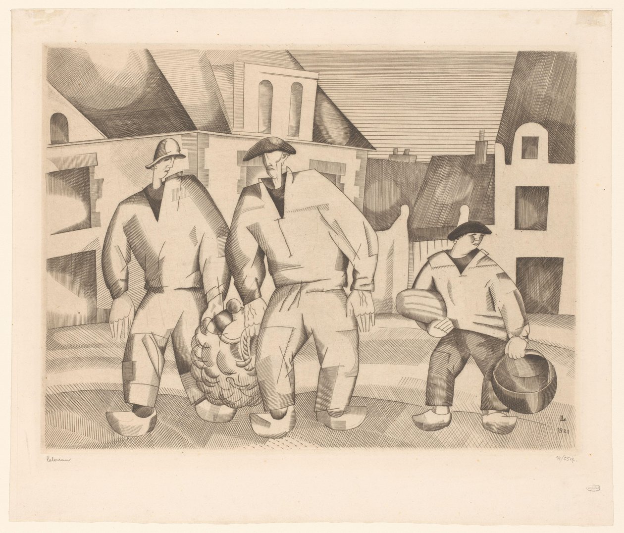 Trois marins - Jean Emile Laboureur (signed by artist)