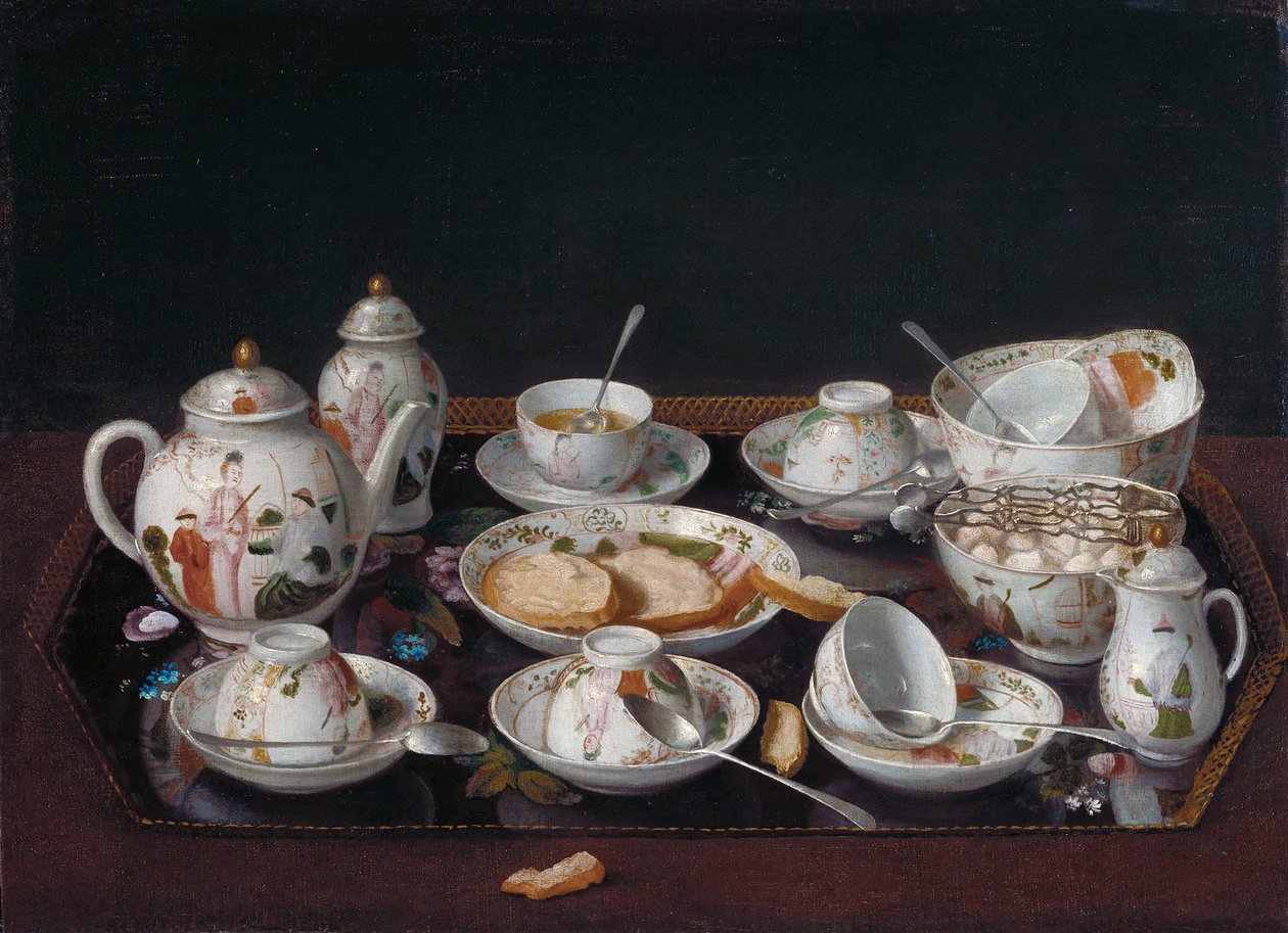 French : Still Life with coffee tasses (Japanese tea service) Still Life : Tea Set - Jean Étienne Liotard