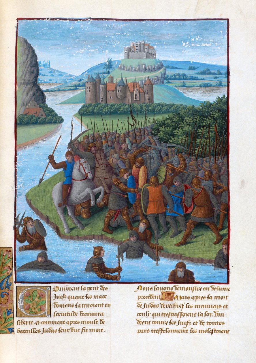 Bataille entre les Maccabées et les Séleucides. Illustration dans les Antiquités judaïques de Flavius Josèphe - Jean Fouquet