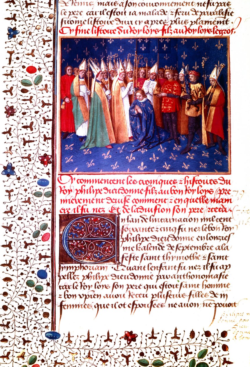 Couronnement du roi de France Philippe II Auguste en 1179, vers 1455-60 (miniature) - Jean Fouquet