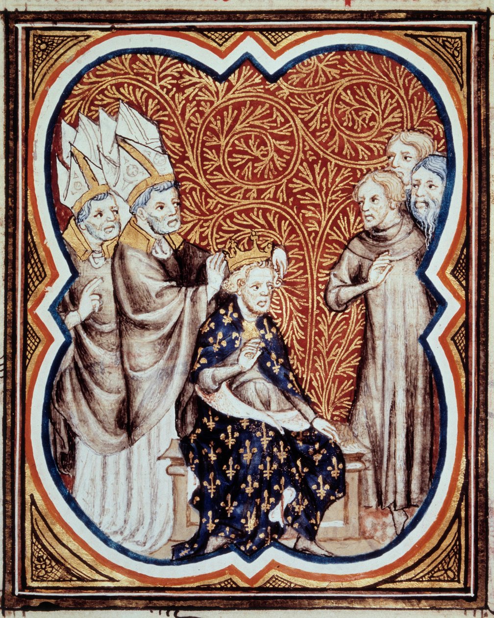Le corre du roi Louis VI dit le Gros (1081-1137) Miniature tirée des Grandes Chroniques de France par Jean Fouquet (1420-1481) 15ème siècle Paris, B.N. - Jean Fouquet