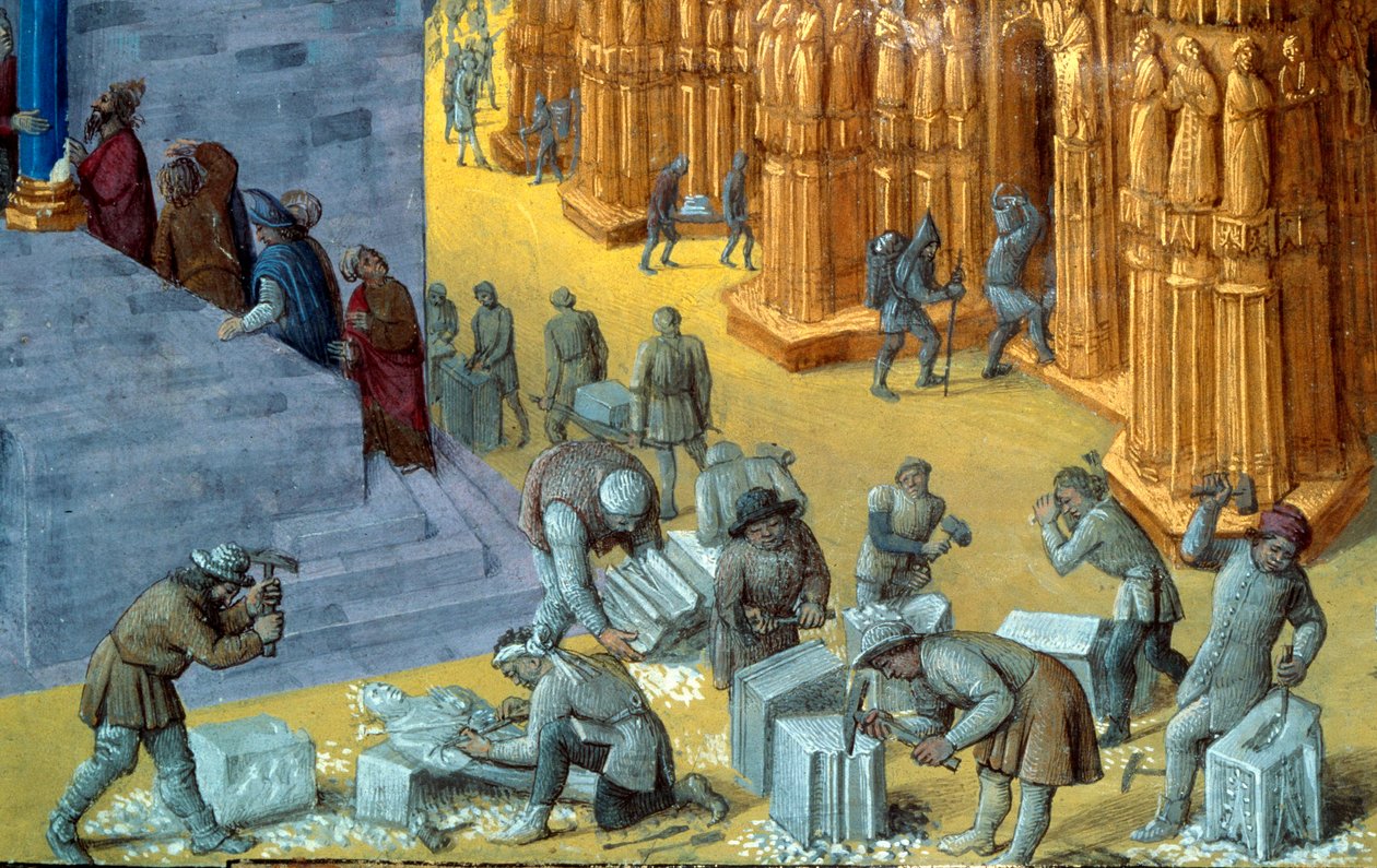 La construction du temple de Jérusalem par le roi Salomon (détail) - Jean Fouquet