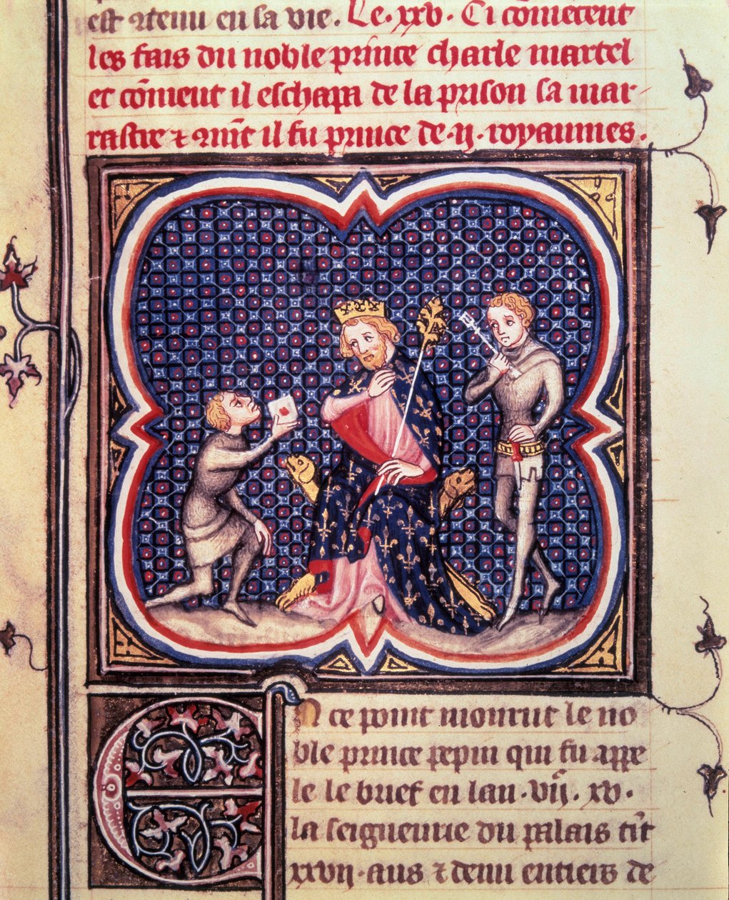 Le maire du Palais Charles Martel (688-741) et son chambellan reçoivent un messager du duc Eudes d