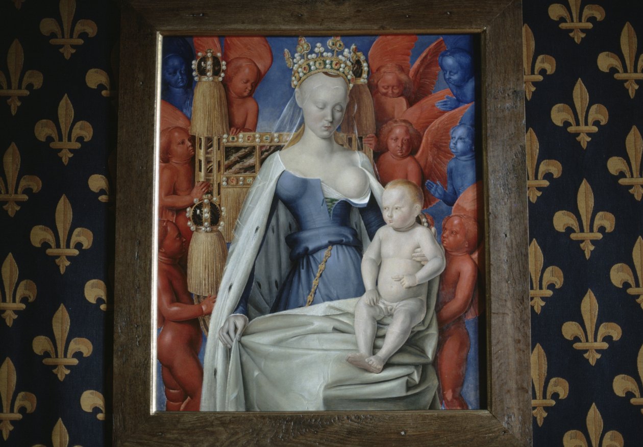 vue du tableau Madone entourée de séraphins et de chérubins au château de Loches, France (photo) - Jean Fouquet