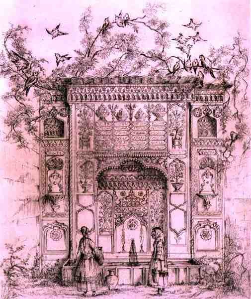 Fontaine ornementale, près de la tour de Galata à Constantinople, de 