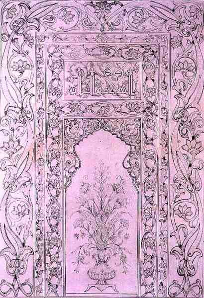 Panneau de carreaux de la mosquée bleue, à Tabriz, Perse, de 