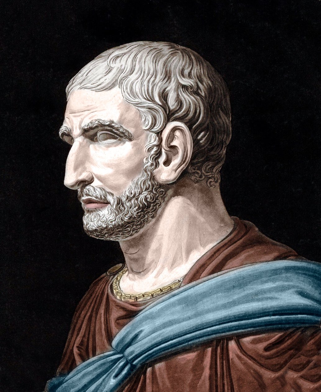 Portrait de Lucius Junius Brutus - Lucius Iunius Brutus (509-545 av. J.-C.) - fondateur légendaire de la République romaine - gravure par Jean François Janinet (1752-1814) - Jean Francois (after) Janinet