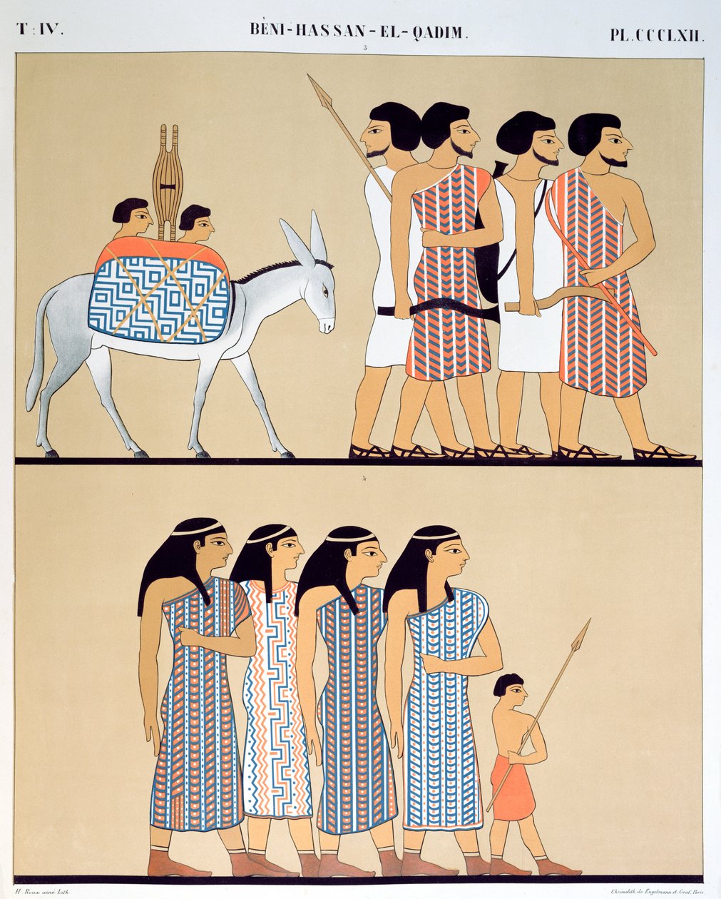 Fresque de la tombe de Nevothph à Beni-Hassan-El-Qadim (Beni Hasan), 1835-45 - Jean Francois Champollion