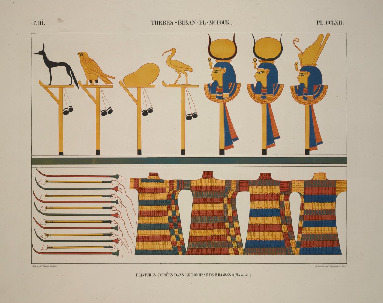 Armes et signes, Thèbes, Biban-el-Molouk, illustration de "Monuments de l
