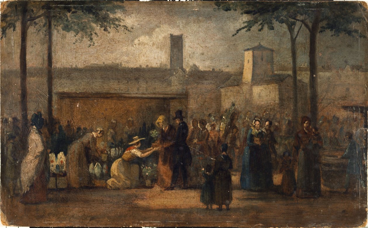 Le marché aux fleurs, vers 1839 - Jean Francois Demay